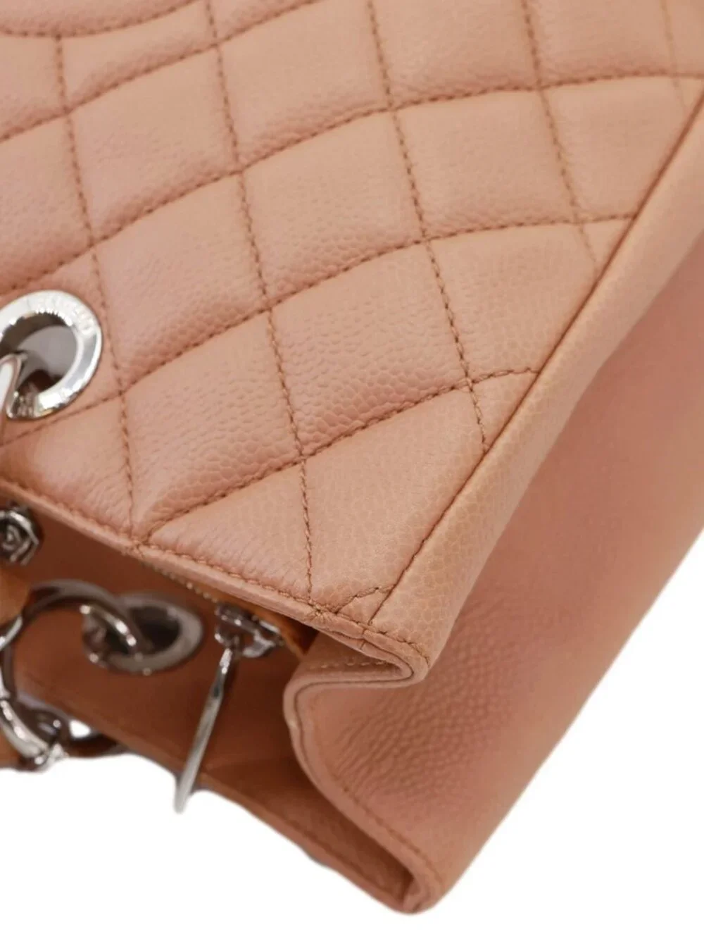 Chanel Grand Shopping Quilted Caviar Leather Tote Bag Nude